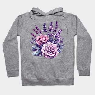 Blossoms in Harmony: Roses and Lavenders Hoodie